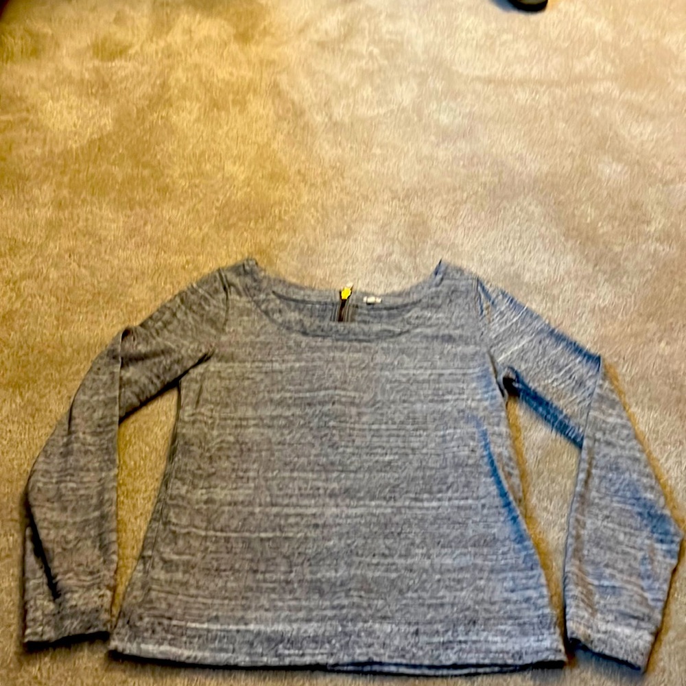 J Crew 3/4 sleeve scoop neck zip up back cotton shirt